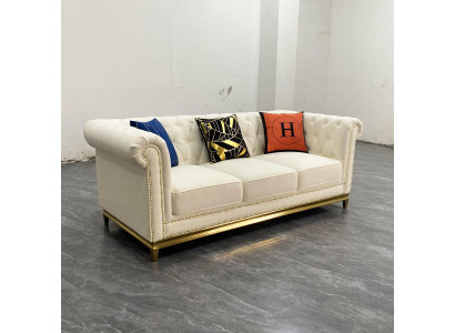 Chesterfield Tekstiili Soffa 3-paikkainen Istuin Soffat Upholsterointi Uusi