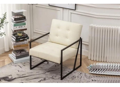Eksklusiivinen nojatuoli olohuone moderni tyyli beige tekstiili metallijalat