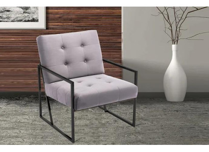 Olohuoneen nojatuoli, lilaa, metallijalat, tekstiili, 1-istuttava Chesterfield