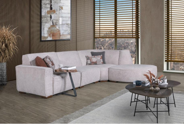 Ylellinen valkoinen kulmasohva L-muotoinen olohuoneen design-sohva moderni huonekalu