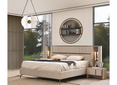 Ylellinen makuuhuone Beige kaksoissänky 2x yöpöytää Modernit huonekalut