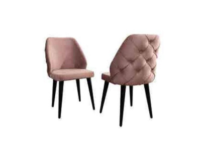 Puinen pehmustettu nojatuoli beige takaisin Chesterfield mustilla jaloilla ruokailuhuone