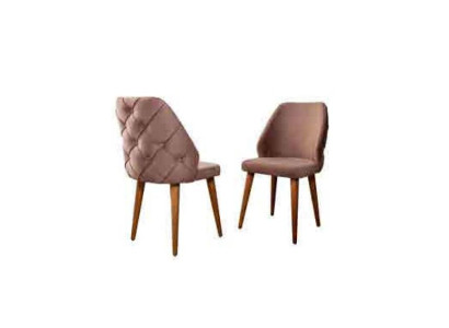 Puinen pehmustettu tuoli beige takaisin Chesterfield puujaloilla ruokailuhuoneeseen
