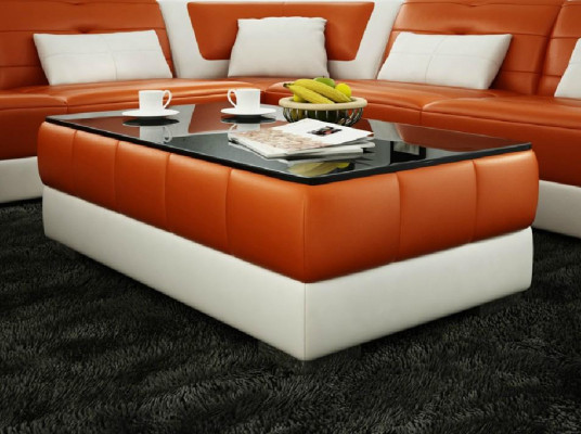 Sofatisch Design Pöytä Olohuone Lasi Nahka Soiva Kulmasohva Sivupöytä Kahvi