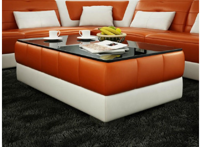 Sofatisch Design Pöytä Olohuone Lasi Nahka Soiva Kulmasohva Sivupöytä Kahvi