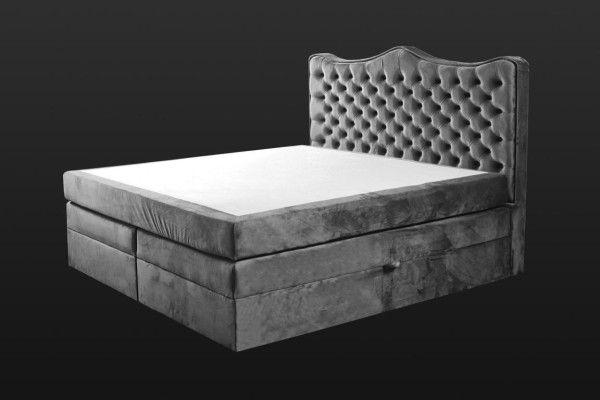 Harmaa Chesterfield-vuodekehys tyylikäs makuuhuoneen design klassiset huonekankaat huonekalut