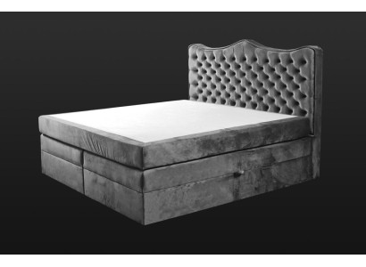 Harmaa Chesterfield-vuodekehys tyylikäs makuuhuoneen design klassiset huonekankaat huonekalut