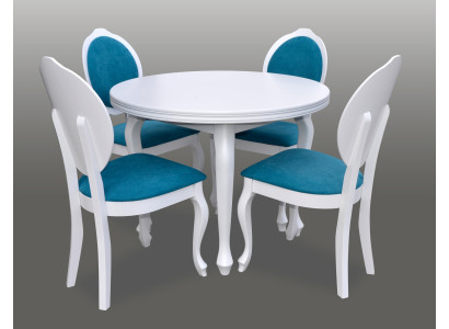 Klassinen pyöreä pyöreä pöytä puinen design ruokailupöytä + 4 tuolia