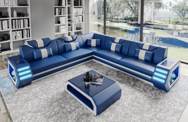 Eksklusiivinen moderni L-muotoinen kulmasohva designer-tyylisessä olohuoneen kulma-istuimistossa