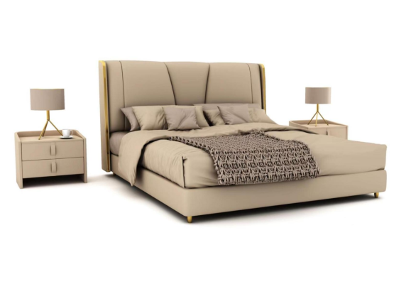 Makuuhuonesuunnittelija Beige-väriset sängyt Parisängyt LED-sängyt Nahkasängyt