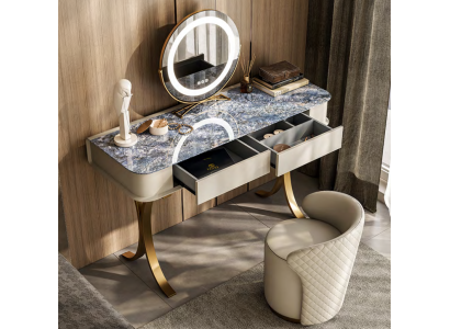 Makuuhuonen beige meikkipöytä designer kosmetiikkapöytä 2x laatikkoa