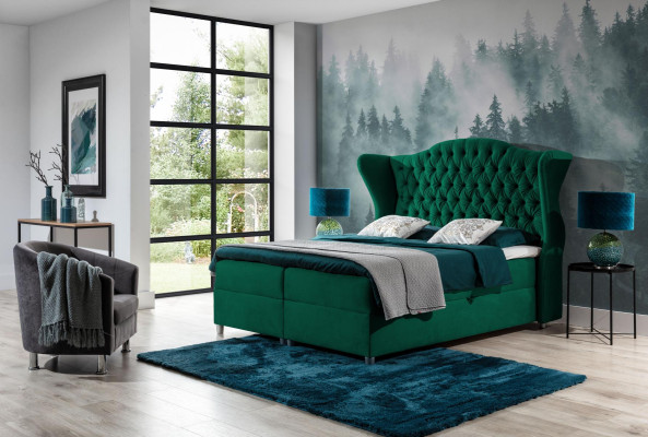 Chesterfield Boxspring-vuode Hotellivuode Makuuhuone Sametti Velvet Luxury-huonekalut