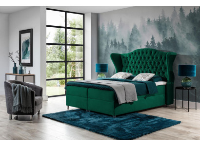 Chesterfield Boxspring-vuode Hotellivuode Makuuhuone Sametti Velvet Luxury-huonekalut