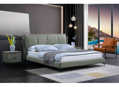 Bett Leder 2x yöpöytää 3 osainen makuuhuonekalusto Moderni Luxus Sänget Uusi