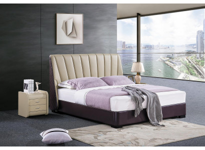 Bett Pehmustettu sänky Luxus makuuhuoneen design sängyt Tekstiili Puinen sänkyrunko Uusi