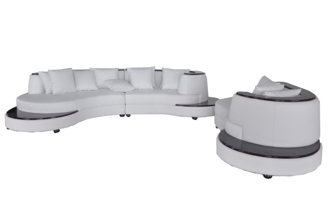 Luxus Pyöreä Asu Kulma Nahka Kalusto Maisemointi Tyyny Kulma XXL Pyöreä Soiva USB