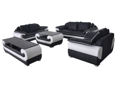Sohvasetti Keinonahka Design Sohva Tyyny Täydellinen Setti 4-osainen 3+2+1 USB:llä