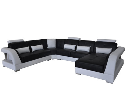 Design Leder Wohnlandschaft Eck Sofa Moderne Couch Ecke USB Neu Schwarz Garnitur    Suunnittelu Nahka Asuinalue Kulmasohva Moderni Soppa Kulma USB Uusi Musta Kalustus