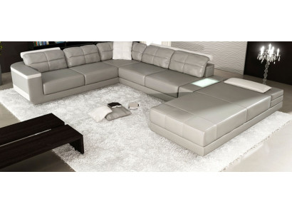 Asumismaisema Kulmasohva Harmaa Nahka Istuin Tyyny Kulma Sofa U-muotoinen Sofa Uusi