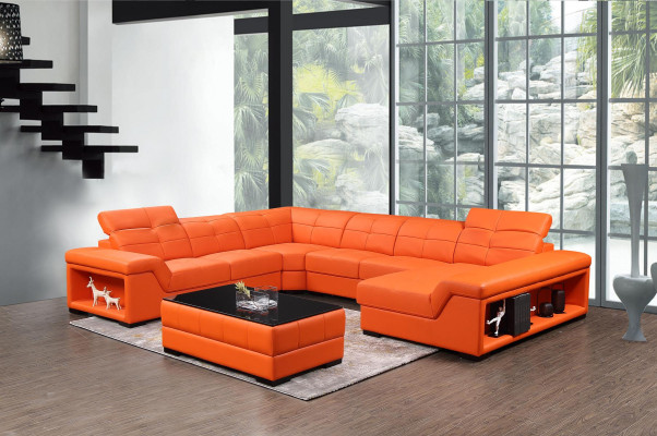XXL Garnituuri Designer Olohuonekalusto Kulmasohva Sofa Istuinkalusto U-muotoinen Pöytä Nahka Uusi
