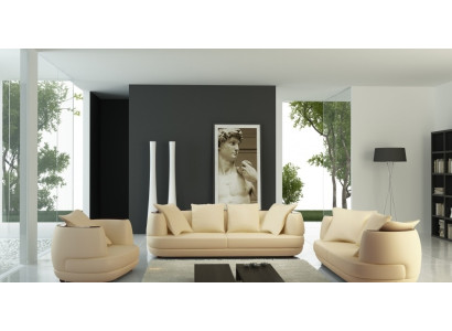 Sohvaryhmčius Royal Luxus Suunnittelija-sohva Verhoiltu 3+2+1 Nahkasohva Istuin Beige