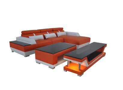 Johtava sohvakokonaisuus moderni L-muotoinen kulmasohva chaise-longue -asettelu