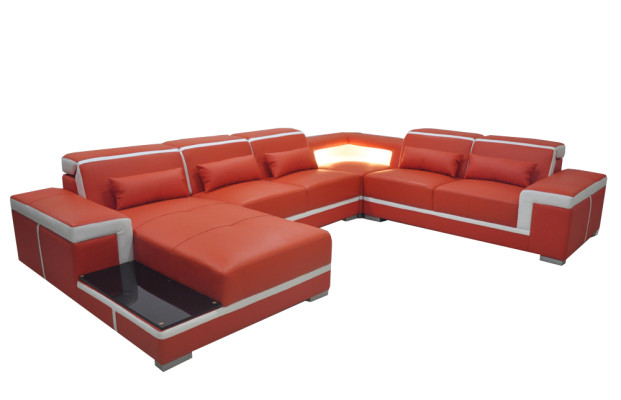 Mukava XXL nahkasohva innovatiivisella ergonomialla ja LED-valaistuksella