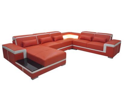 Mukava XXL nahkasohva innovatiivisella ergonomialla ja LED-valaistuksella