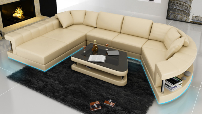 Johtajien sohva Vuodesohva Olohuonekalusto Kulmasohva Kulmagarnituuri Design Moderni sohva + USB!