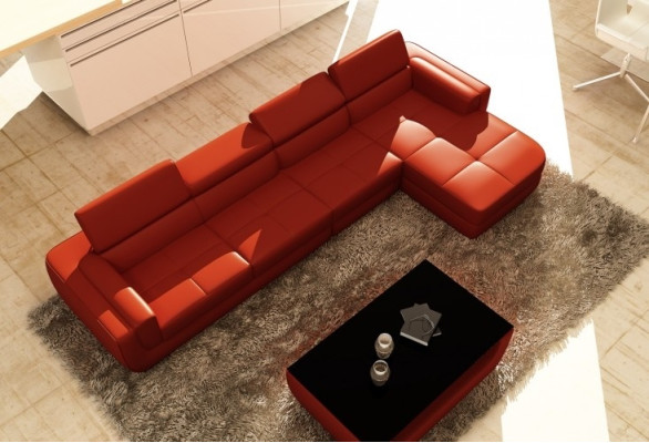 Ecksofa Ledersofa + USB Wohnlandschaft L Form Sofa Polster Sitz Ecke Tettau Rot    Kulmasohva Nahkasohva + USB olohuonekalusto L-muotoinen sohvatyyny istuin kulma Tettau punainen