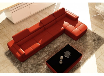 Ecksofa Ledersofa + USB Wohnlandschaft L Form Sofa Polster Sitz Ecke Tettau Rot    Kulmasohva Nahkasohva + USB olohuonekalusto L-muotoinen sohvatyyny istuin kulma Tettau punainen