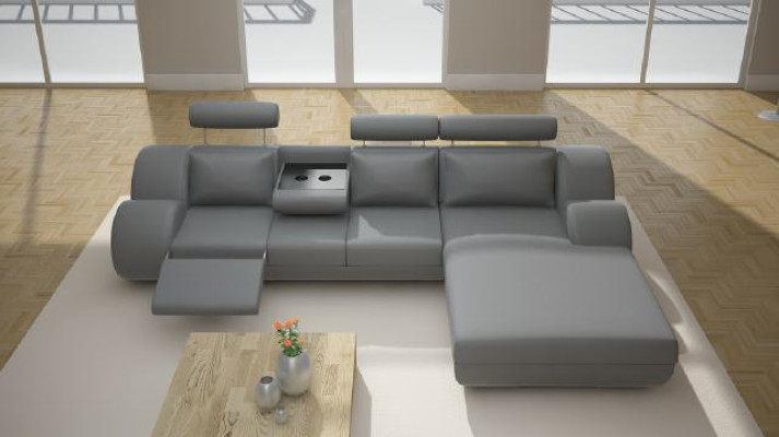 Suunnittelija Garnituuri Olohuonekalusto Kulmasohva Sofa USB Pehmuste Nahkasohva Soivat Harmaa