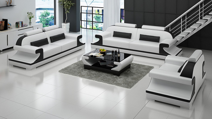 Ledersofa Couch Wohnlandschaft 3+2+1 Sitzer Garnitur Sofa Sofagarnitur