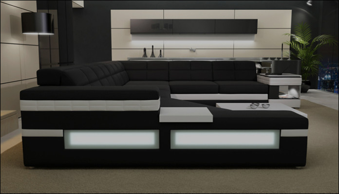 Suunnittelusohva Sofa USB-asustettu olohuonekalusto Kulmasohva Olohuonekalusto Pehmustettu sohva LED-valaistu sohva