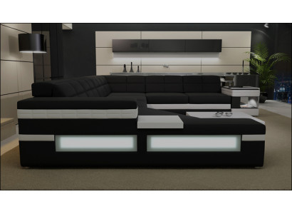 Suunnittelusohva Sofa USB-asustettu olohuonekalusto Kulmasohva Olohuonekalusto Pehmustettu sohva LED-valaistu sohva