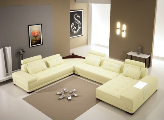 Asumismakasiini Tyynyjä Kulmasohva Design Nahkasohva Iso sofa Uusi + USB