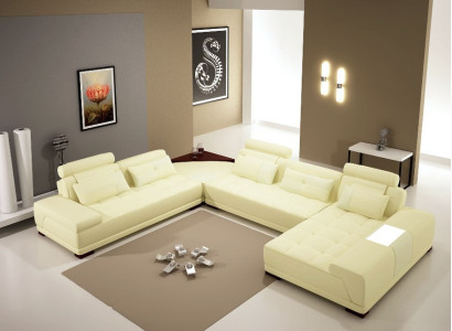 Asumismakasiini Tyynyjä Kulmasohva Design Nahkasohva Iso sofa Uusi + USB