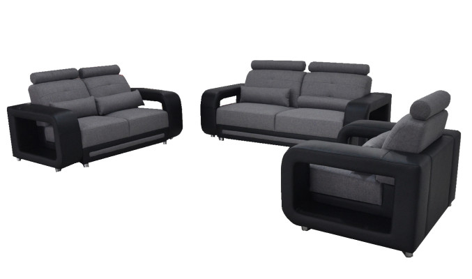 Sohva USB-varustuksella Cushion Design Istukkompletti Setti Nahka Kangas Uusi