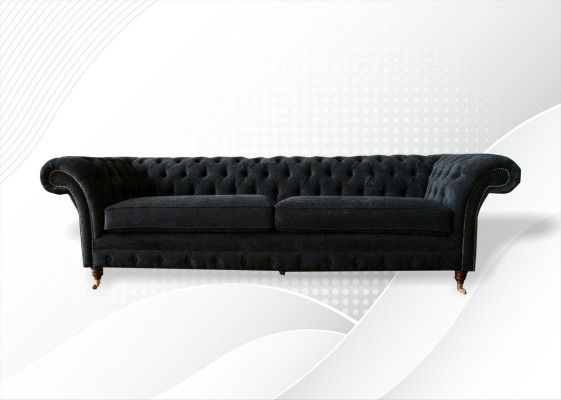 Iso sohva 4-istuttava Chesterfield-tyylinen verhoiltu sohvasarja nahka tekstiili musta