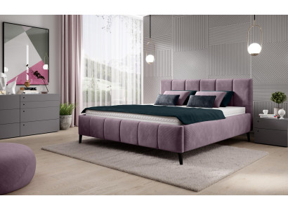 Vuode Makuuhuoneen Sängyt 180x200 Päätyvuode Design Parisänky Hotellikaluste Sametti Uusi
