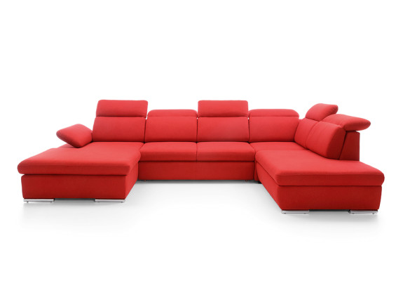 Ecksofa Wohnlandschaft Couch Polster Sofa Leder Eck Garnituren Rot    Kulmasohva olohuonekalusto sohva pehmuste nahka kulma- kalustot punainen