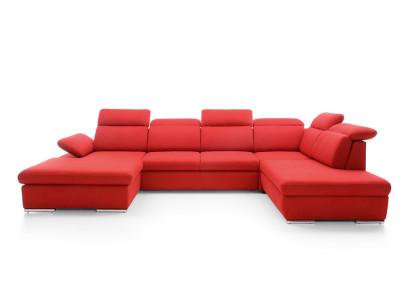 Ecksofa Wohnlandschaft Couch Polster Sofa Leder Eck Garnituren Rot    Kulmasohva olohuonekalusto sohva pehmuste nahka kulma- kalustot punainen