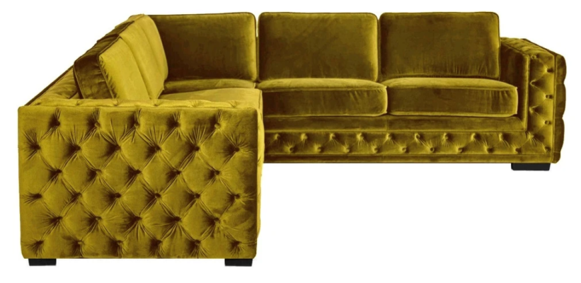Chesterfield Samt Kulmasohva Sova Vuodesohva Verhoilu Kulmapohjue Olohuone Sohteet Keltainen