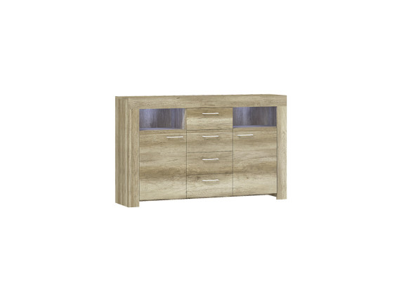 Kommode SK155 Kommoden sivukaappi kaappi 2 ovea MDF-puukaappi 4 laatikkoa