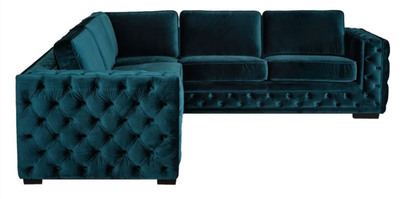 Vihreä kulmasohva asuinkaluston sohvakokonaisuus tyynyhuonekalujen design Chesterfield