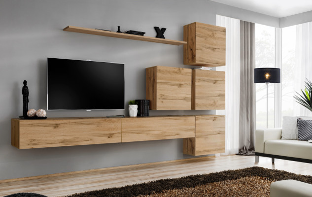 Braun 7-osainen TV-telinekompletti täydellinen seinähylly moderni muotoilu