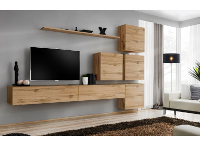 Braun 7-osainen TV-telinekompletti täydellinen seinähylly moderni muotoilu