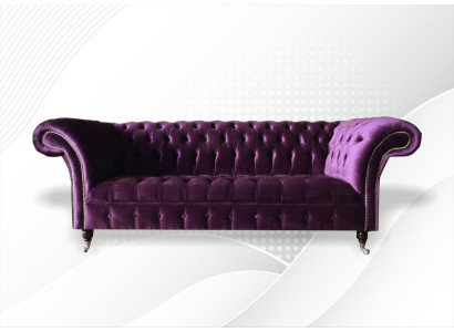 Chesterfield 3-istuttava violetti kangas design nojatuoli sohva sofat uusi tekstiili