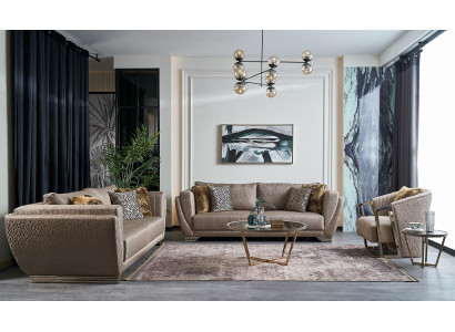 Stoffsofas Sofagarnitur Dreisitzer Polstersofa Braun Set 3tlg Modern   Kangassohvat Sohvakalusto Kolmenistuttava Pehmustettu sohva Ruskea Sarja 3-osainen Moderni