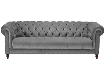 Dreisitzer harmaa kangas olohuoneen design nojatuoli tyyny sohva sohvat Chesterfield